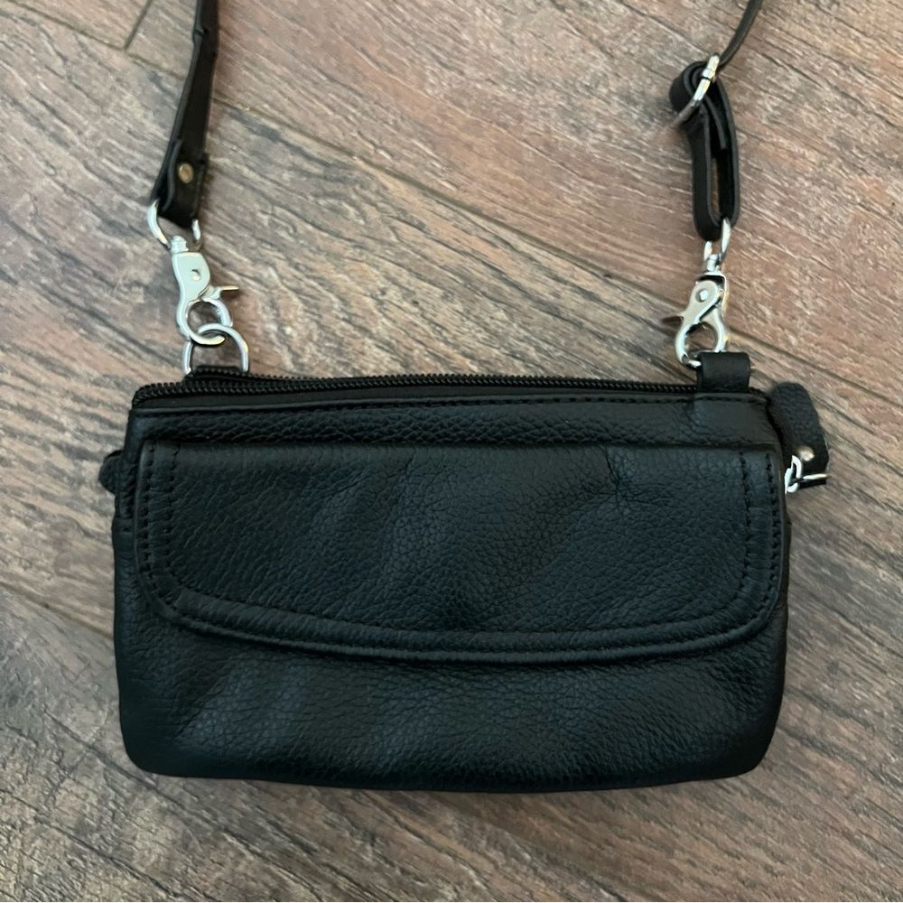 Ameri Leather Crossbody Small Purse Black Detacha… - image 1